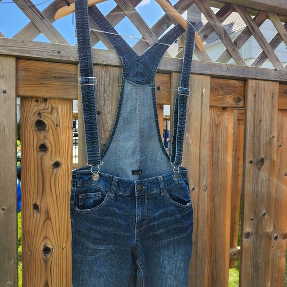 EVERMORE | suspender-style stretch denim jean overalls Women's Size 7 - Picture 5 of 10